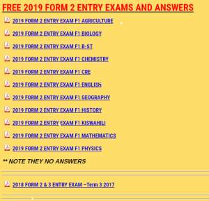 FREE 2019 FORM 2 ENTRY EXAMS AND ANSWERS
