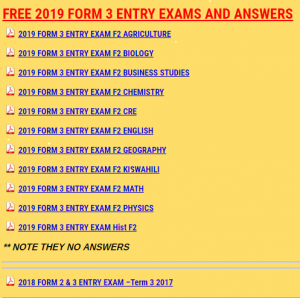 FREE 2019 FORM 3 ENTRY EXAMS AND ANSWERS