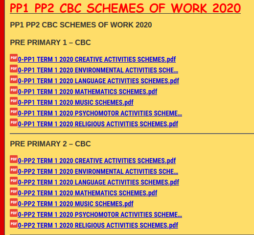PP1 PP2 CBC SCHEMES OF WORK 2020